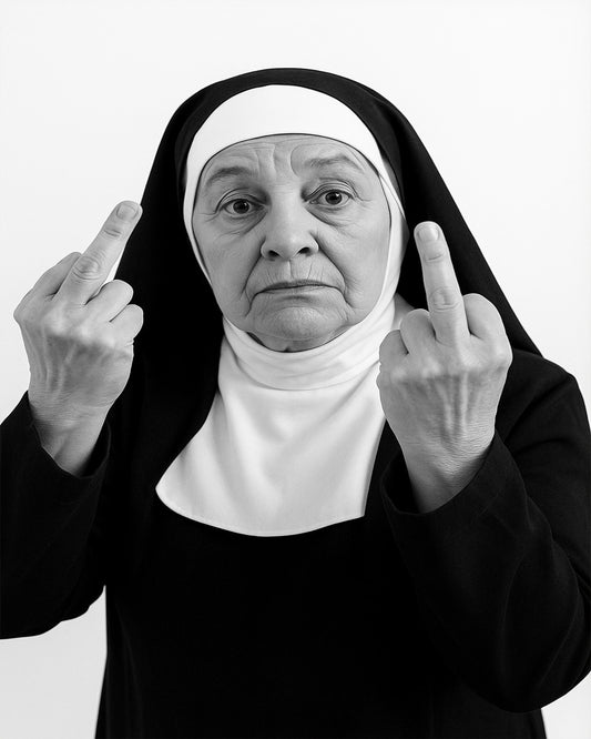 Nun Giving the Middle Finger