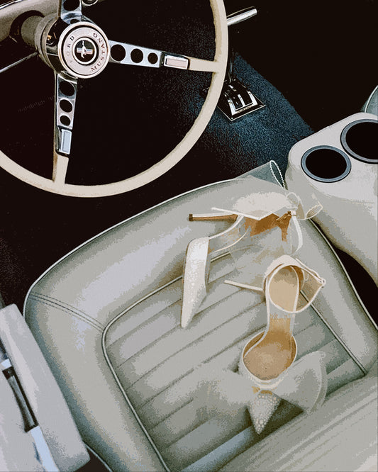 Bridal Shoes on Car Seat