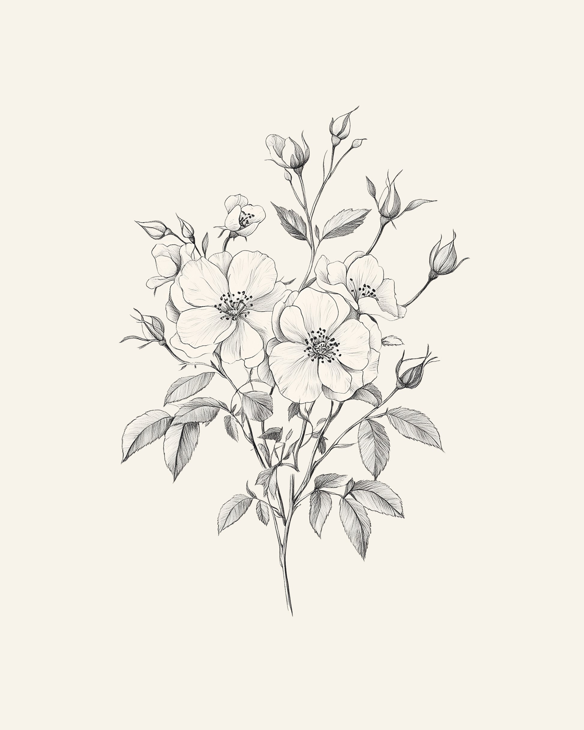 Wild Rose Drawing