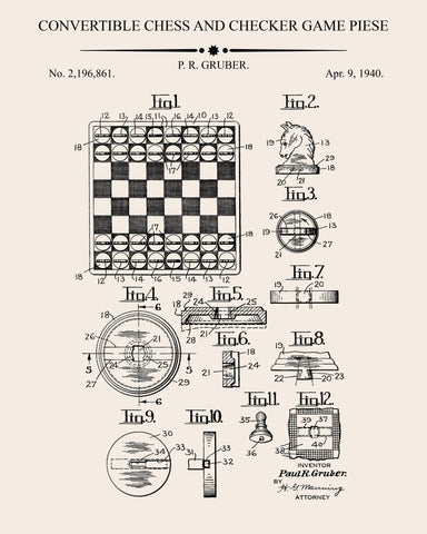 Convertible Chess & Checker Game Piece