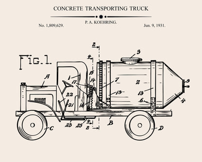 Concrete Transporting Truck Patent