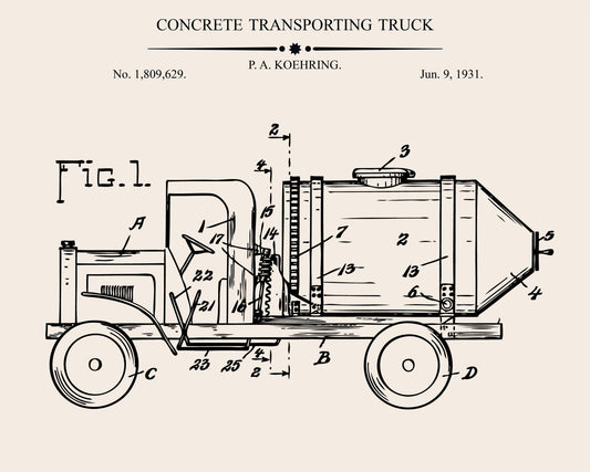 Concrete Transporting Truck Patent