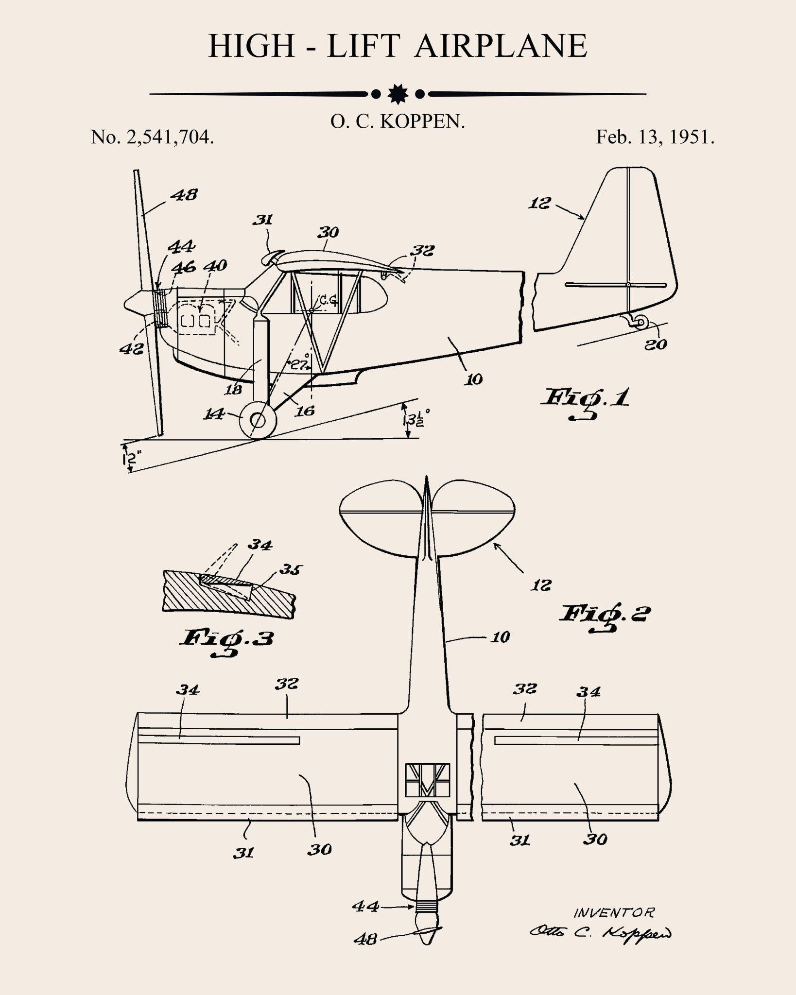High-Lift Airplane Patent