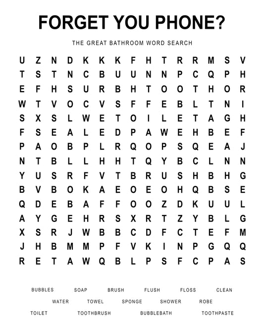 Bathroom Word Search