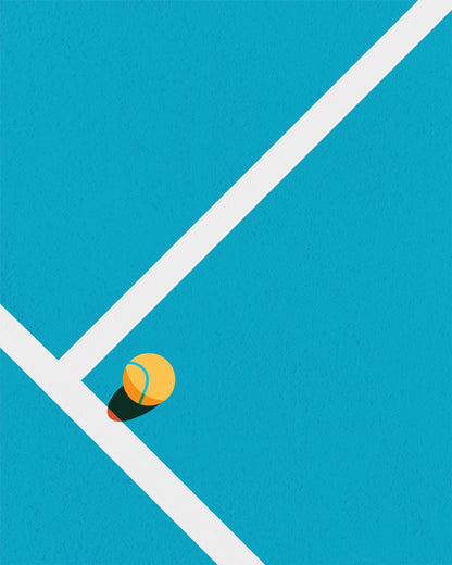 Tennis Ball on Court Illustration