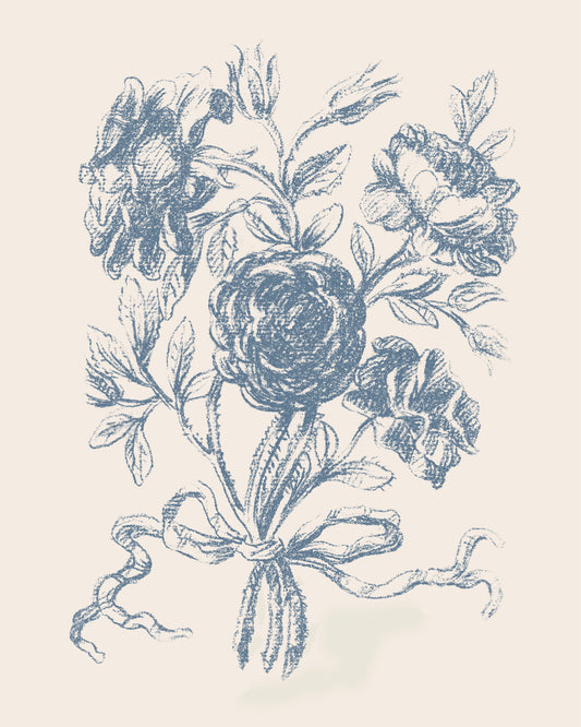 Blue Rose Bouquet Sketch