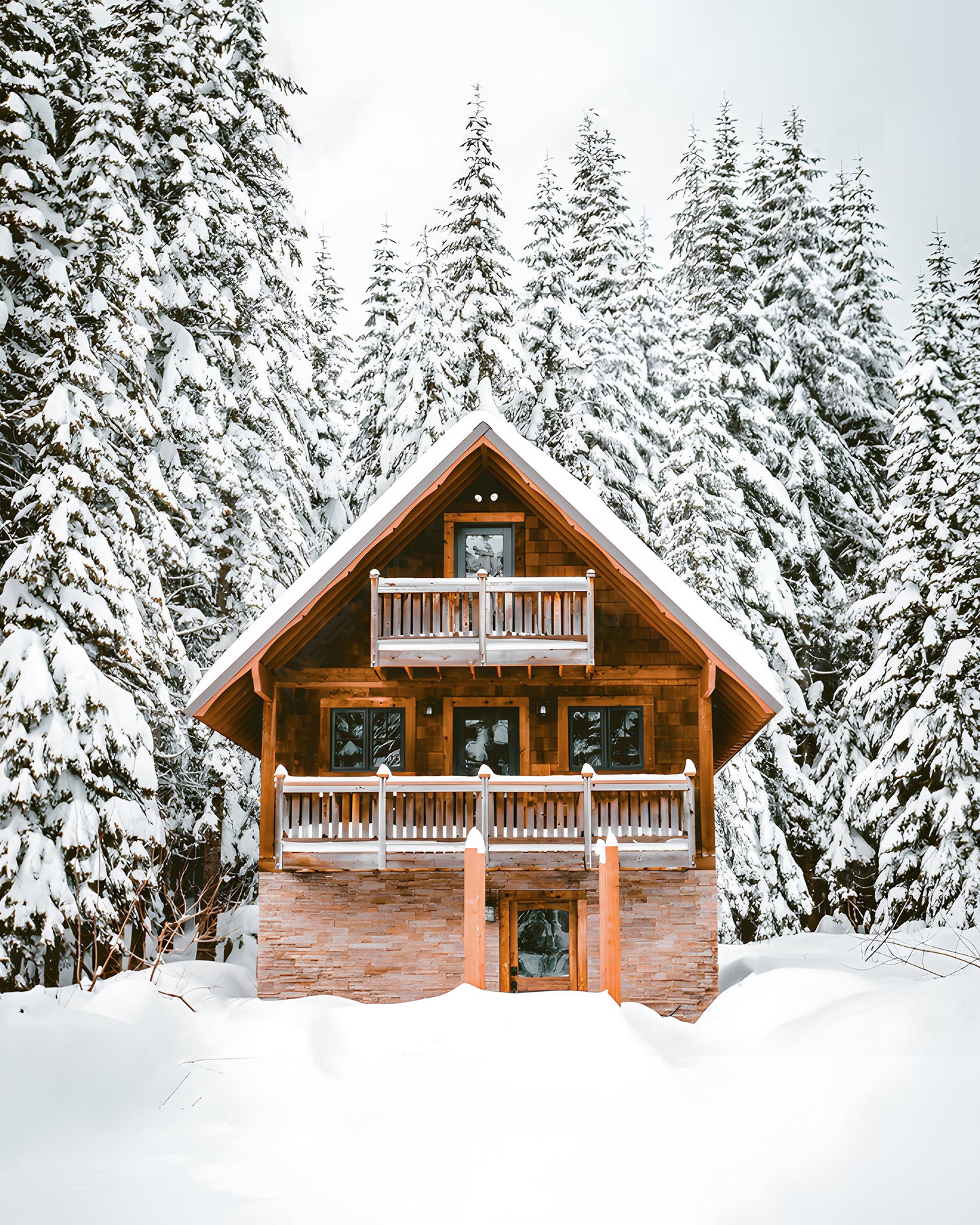 Snowy Wooden Cabin