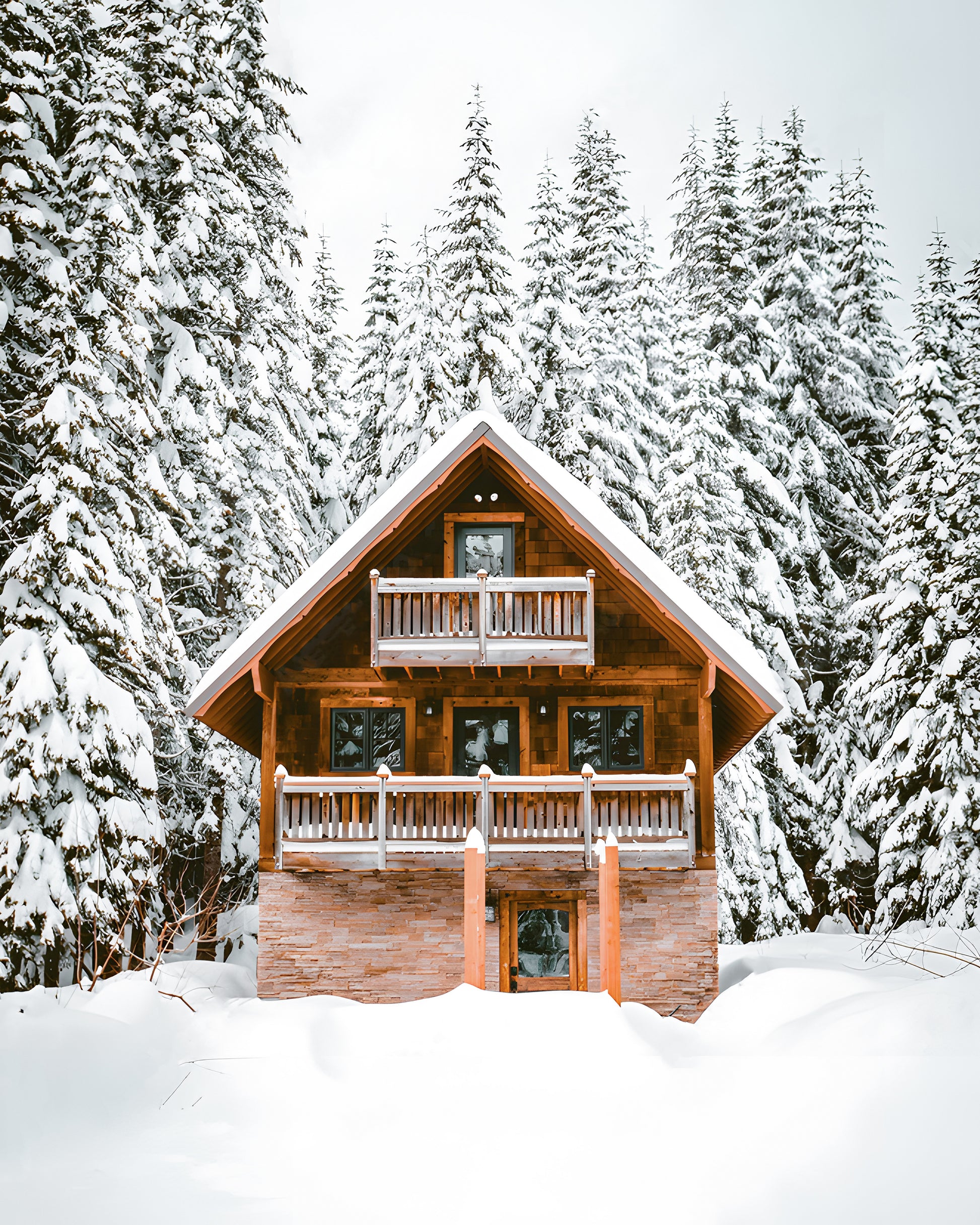 Snowy Wooden Cabin