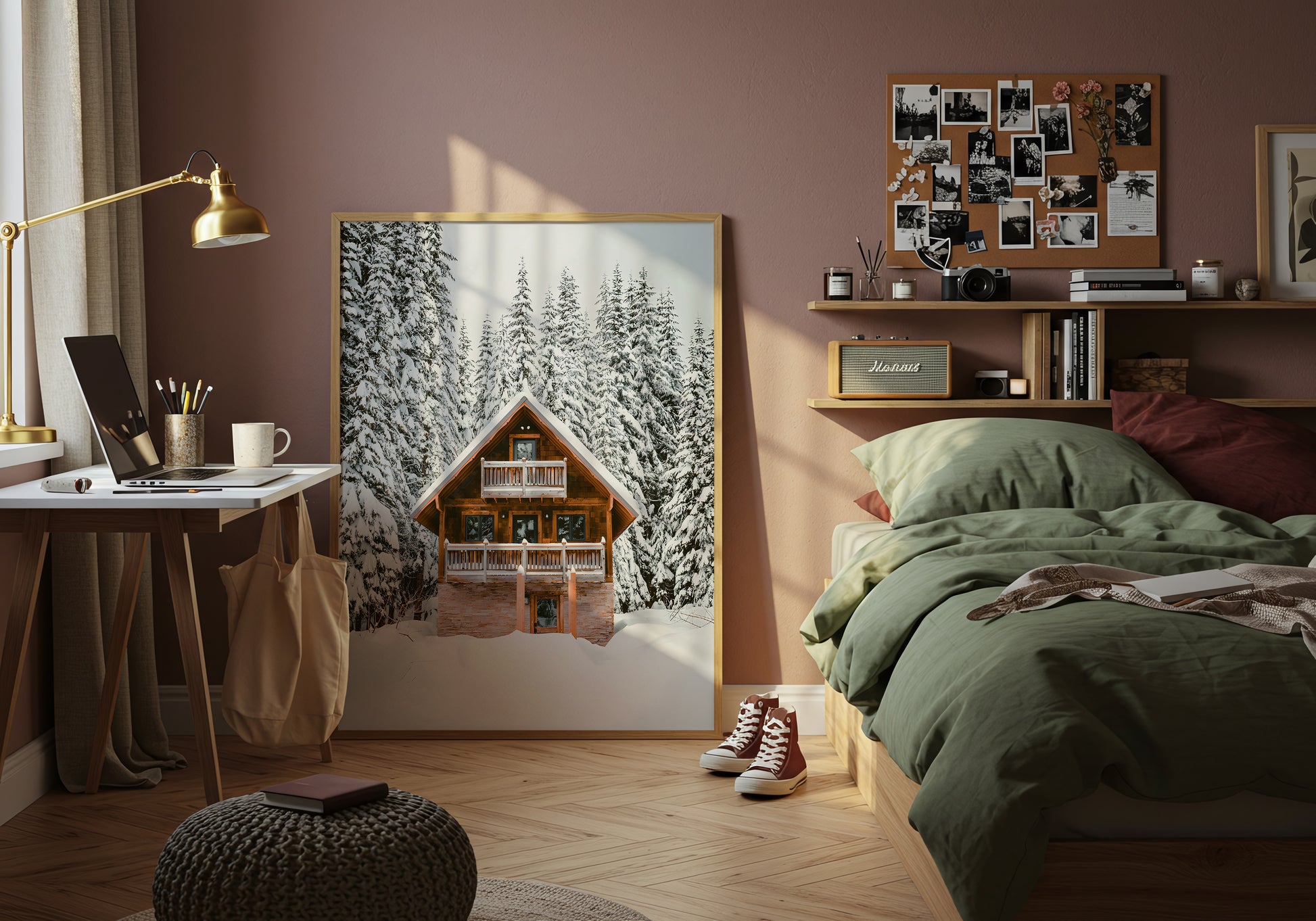 Snowy Wooden Cabin