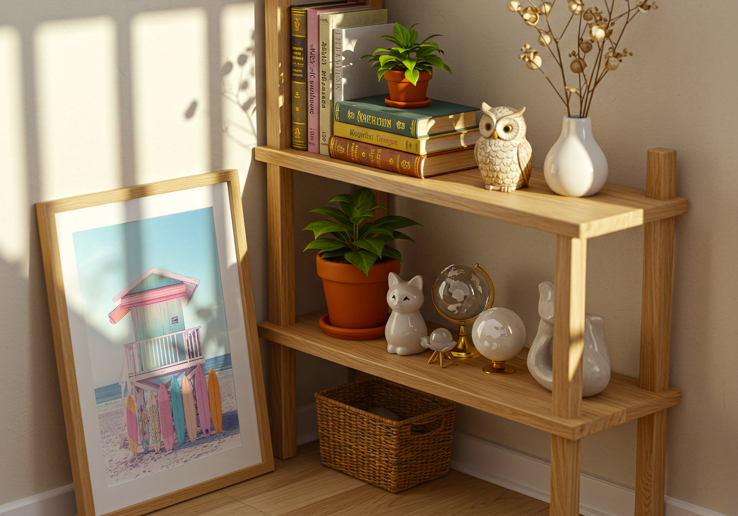 Pastel Surfboard & Lifeguard Tower