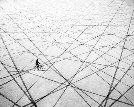 Cyclist on an Open Area