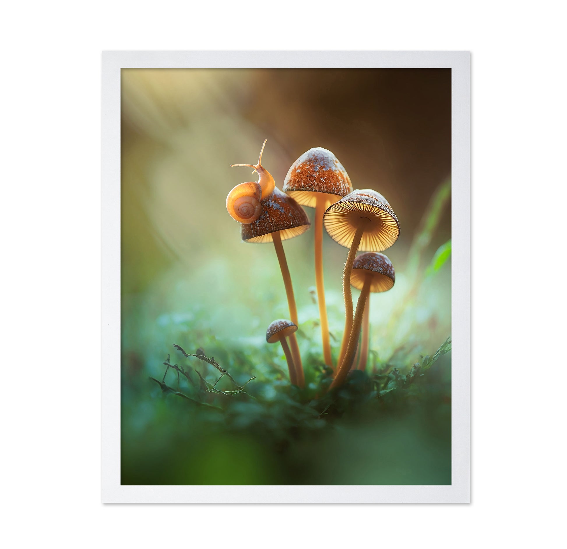 A Lone Snail on a Mushroom