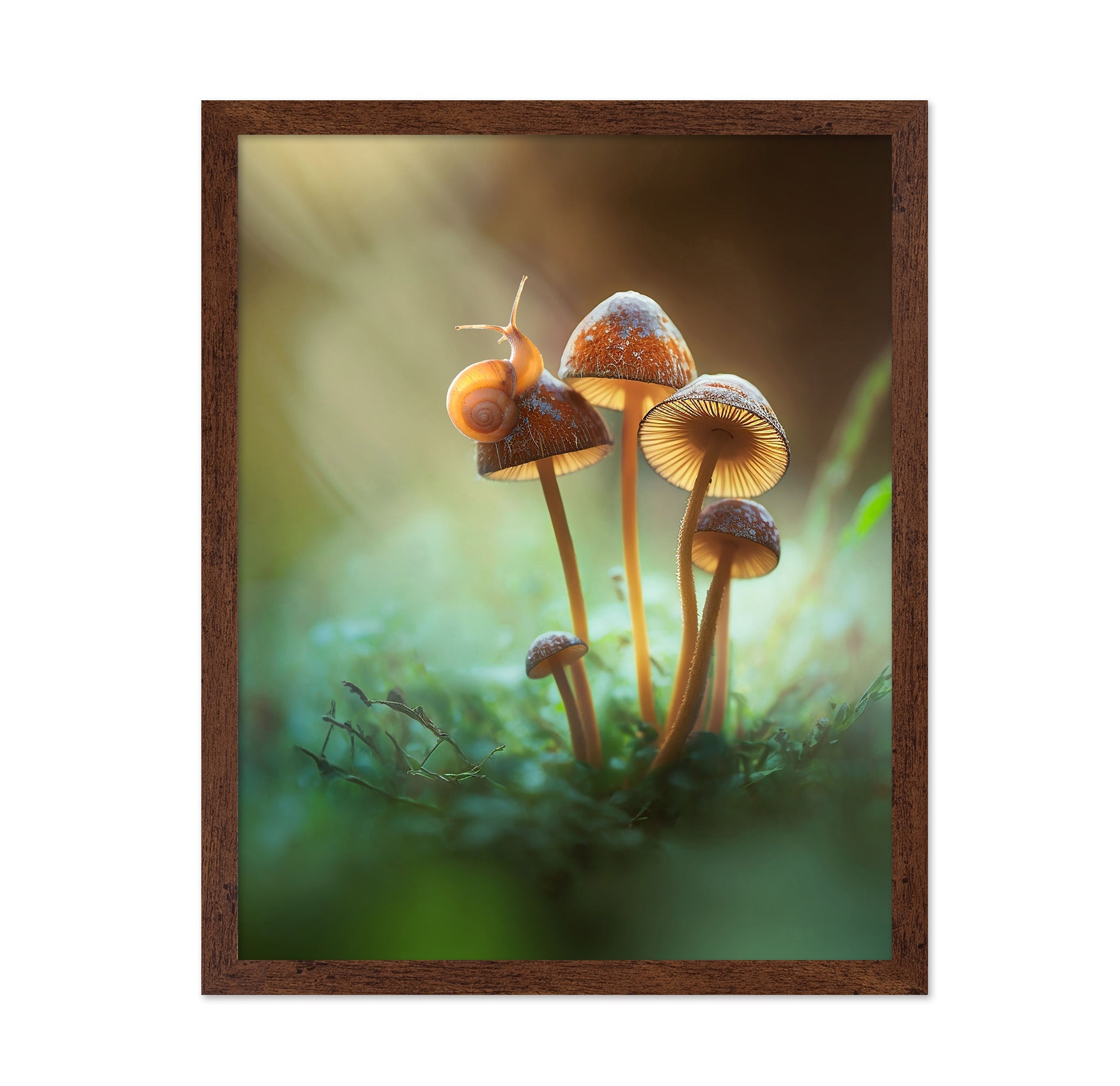 A Lone Snail on a Mushroom