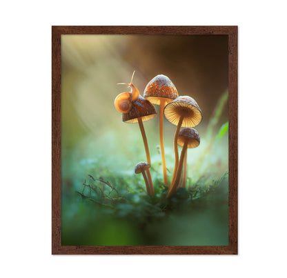 A Lone Snail on a Mushroom