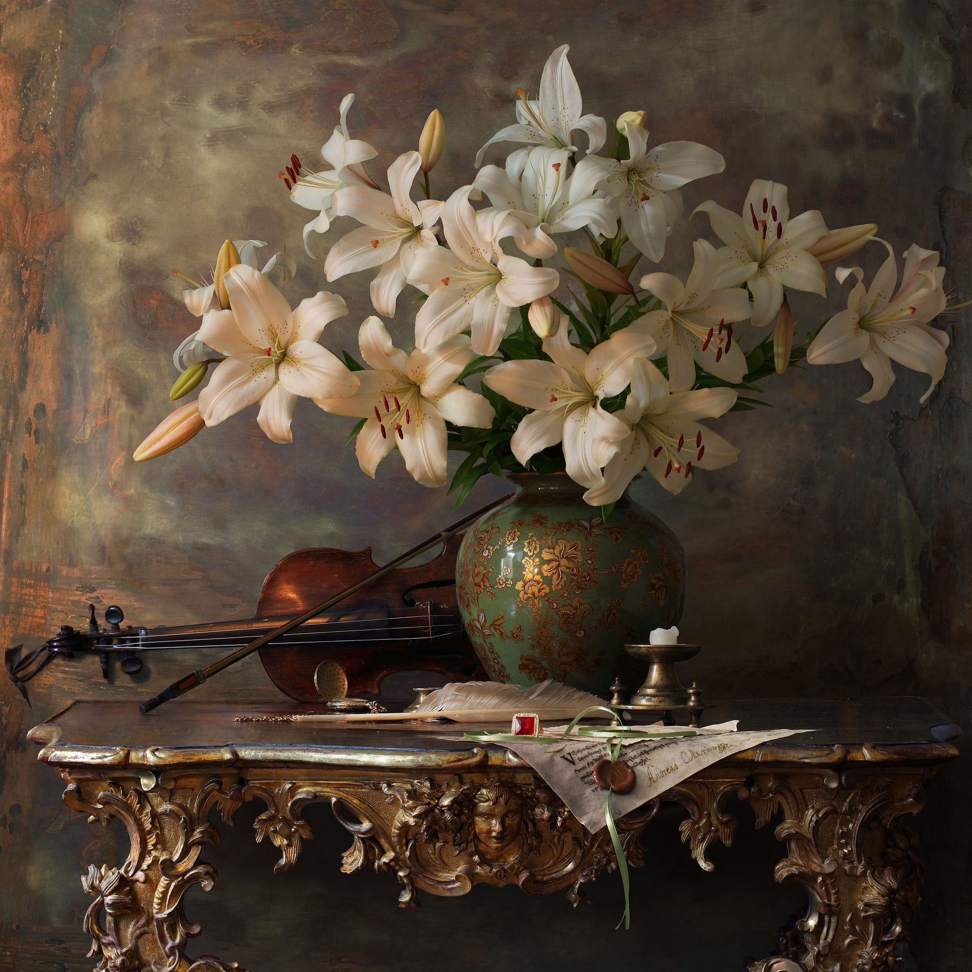 Still Life with Violin and Flowers