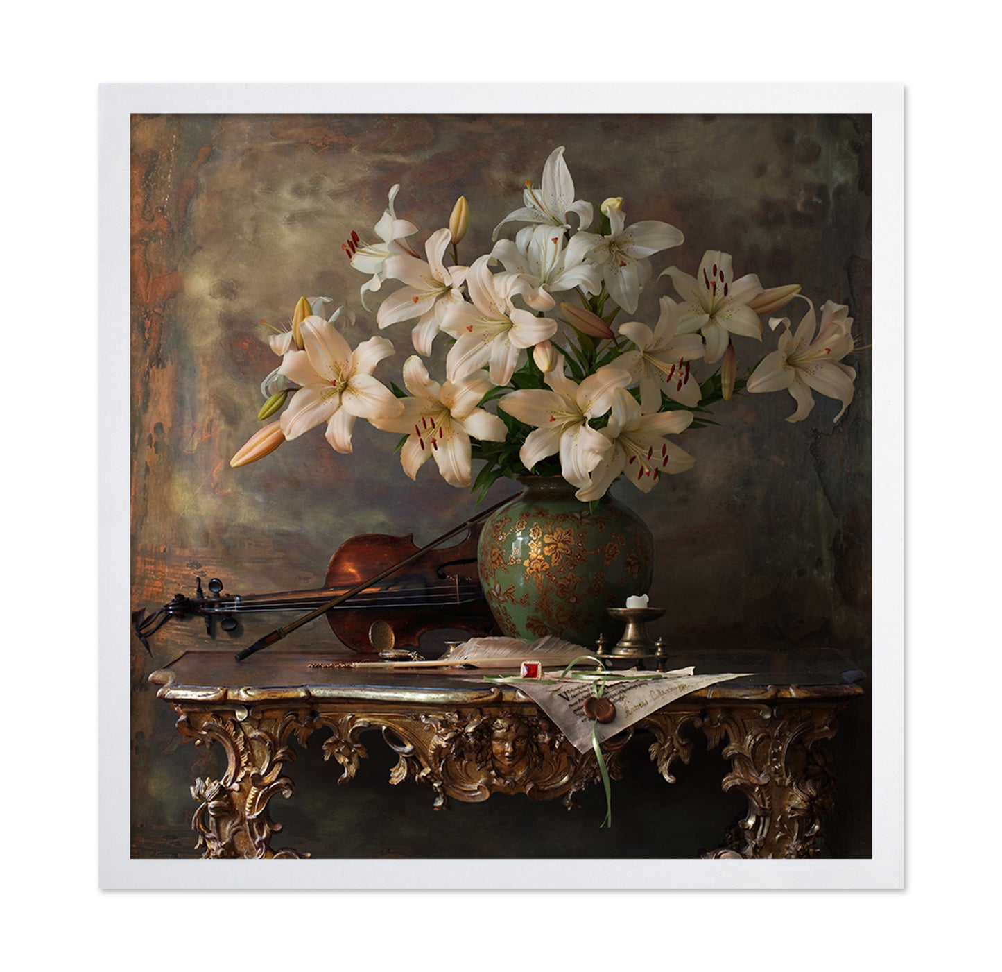 Still Life with Violin and Flowers
