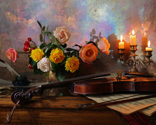 Still Life With Violin And Flowers No 2