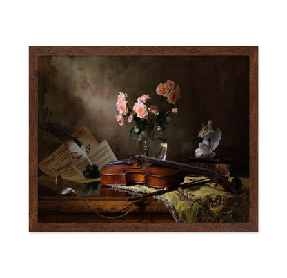 Still Life With Violin And Roses