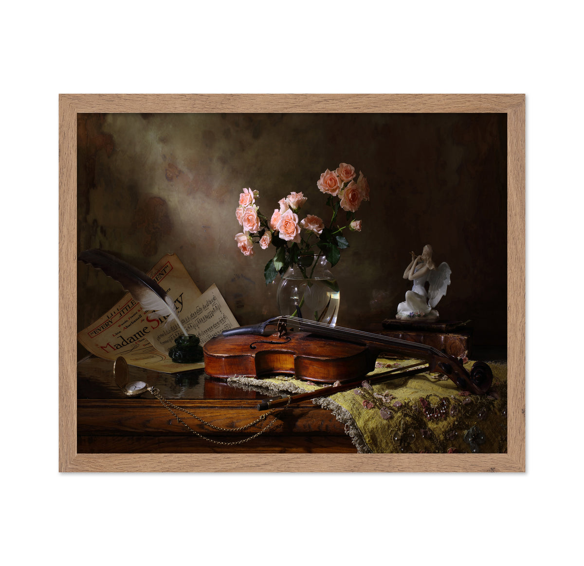 Still Life With Violin And Roses