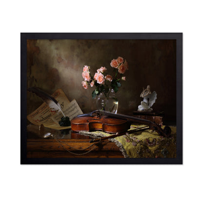 Still Life With Violin And Roses