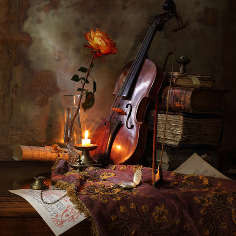 Still Life with Violin and Rose