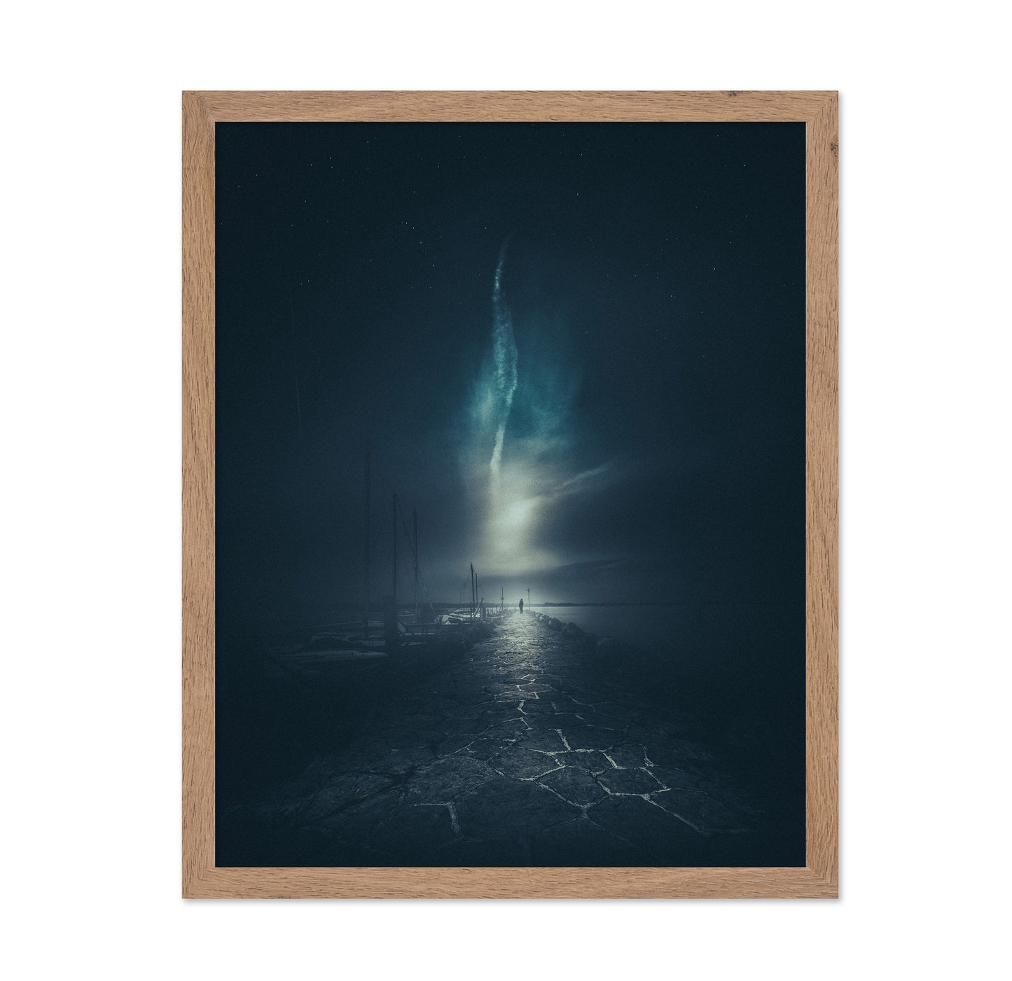 Walking Along a Stone Pier at Night