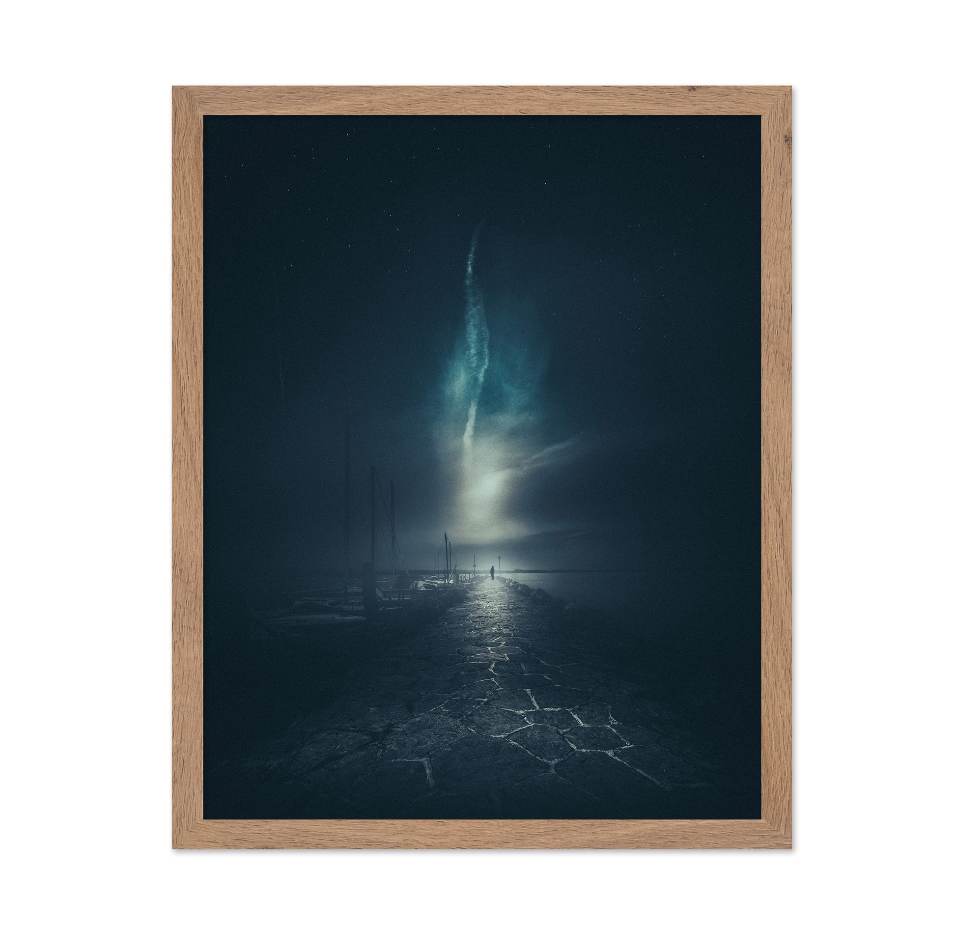 Walking Along a Stone Pier at Night