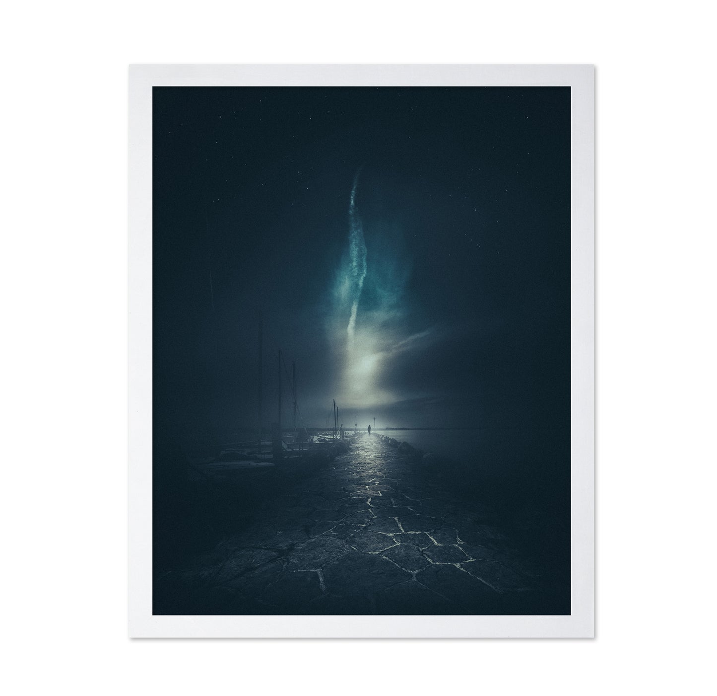 Walking Along a Stone Pier at Night