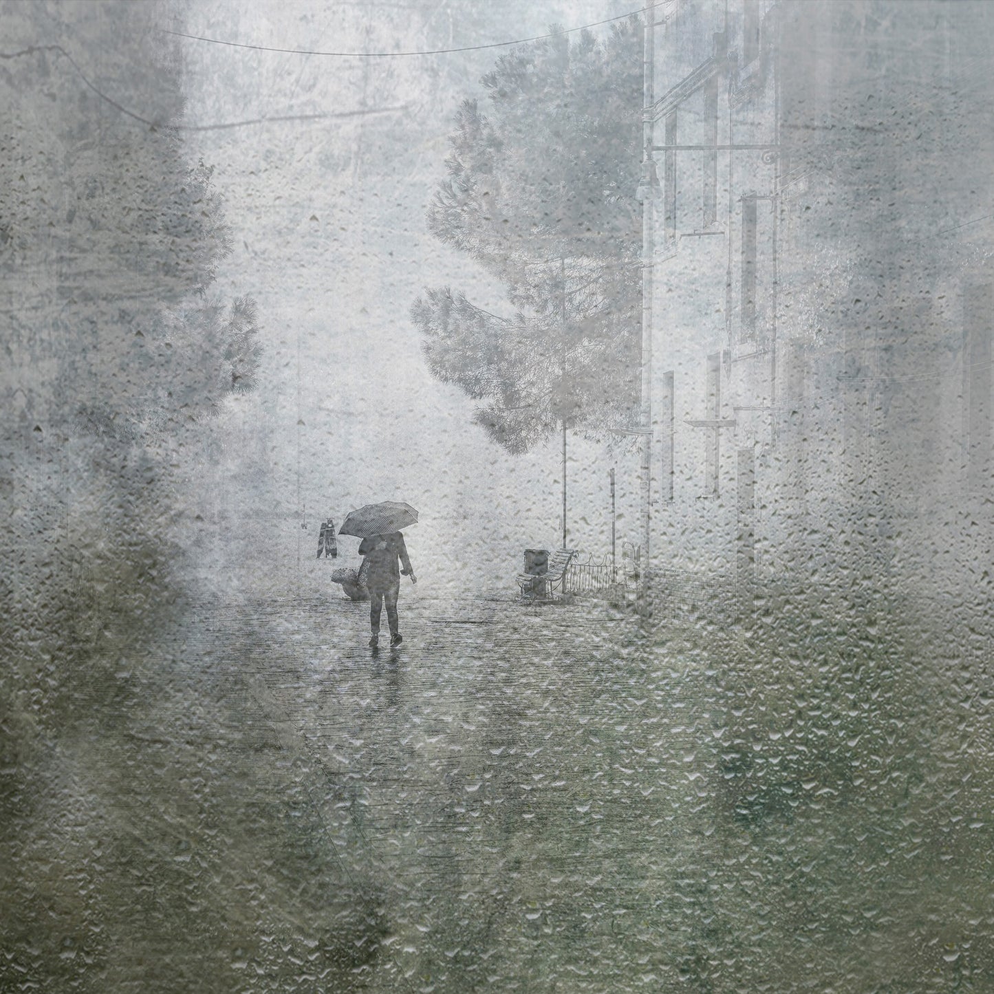 Rainy Street Through a Window