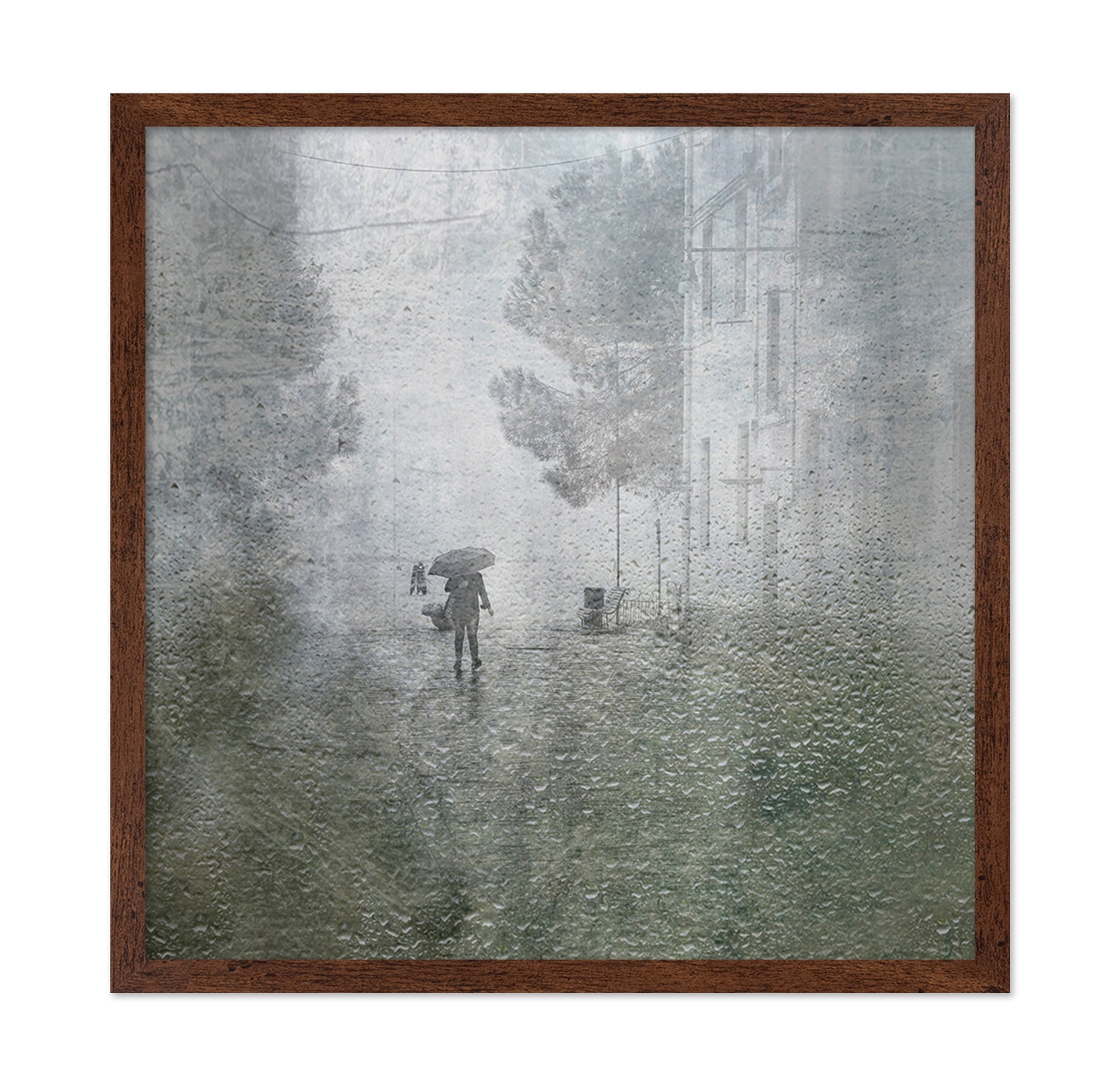 Rainy Street Through a Window