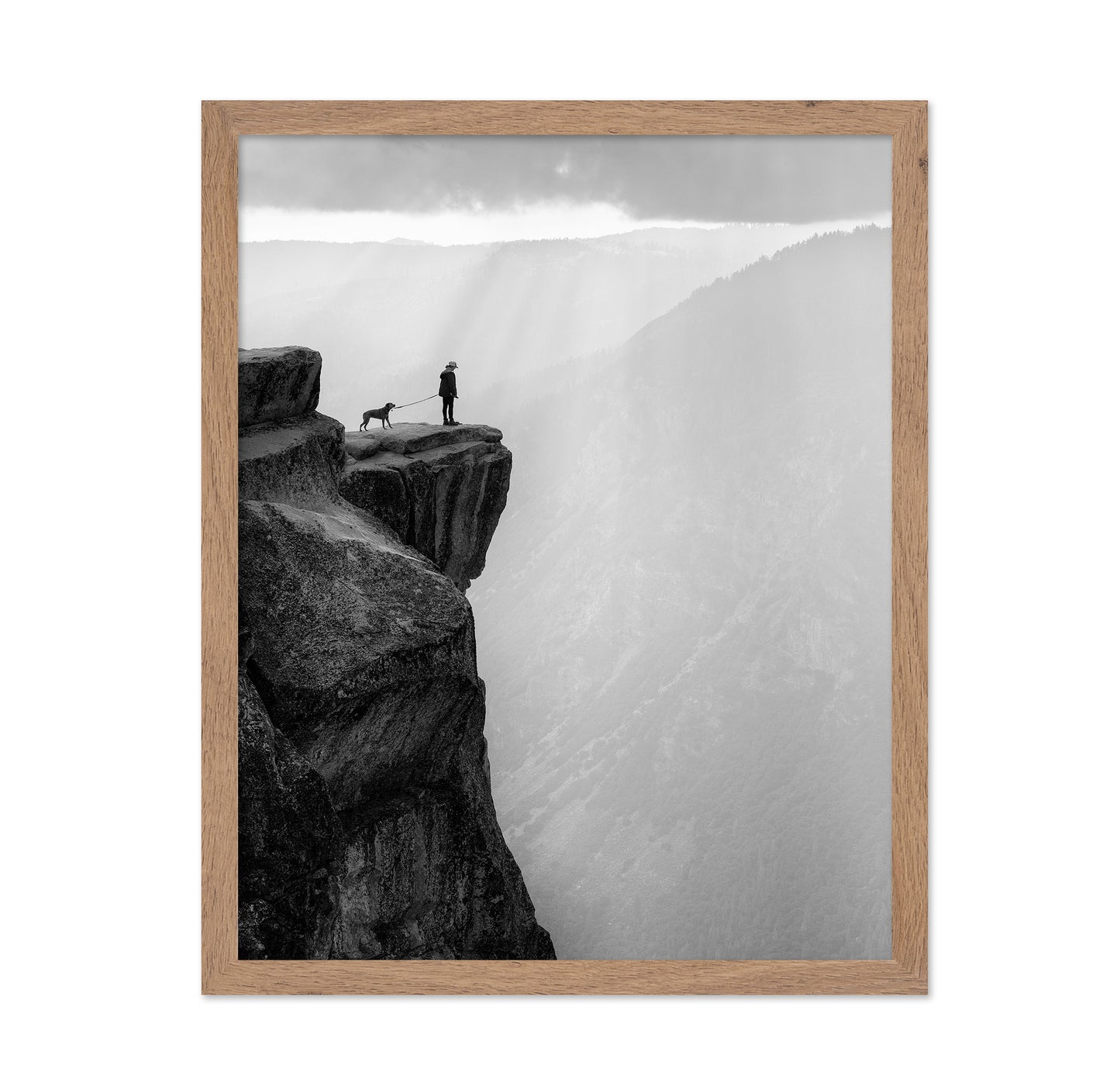 Woman And Dog On Cliff