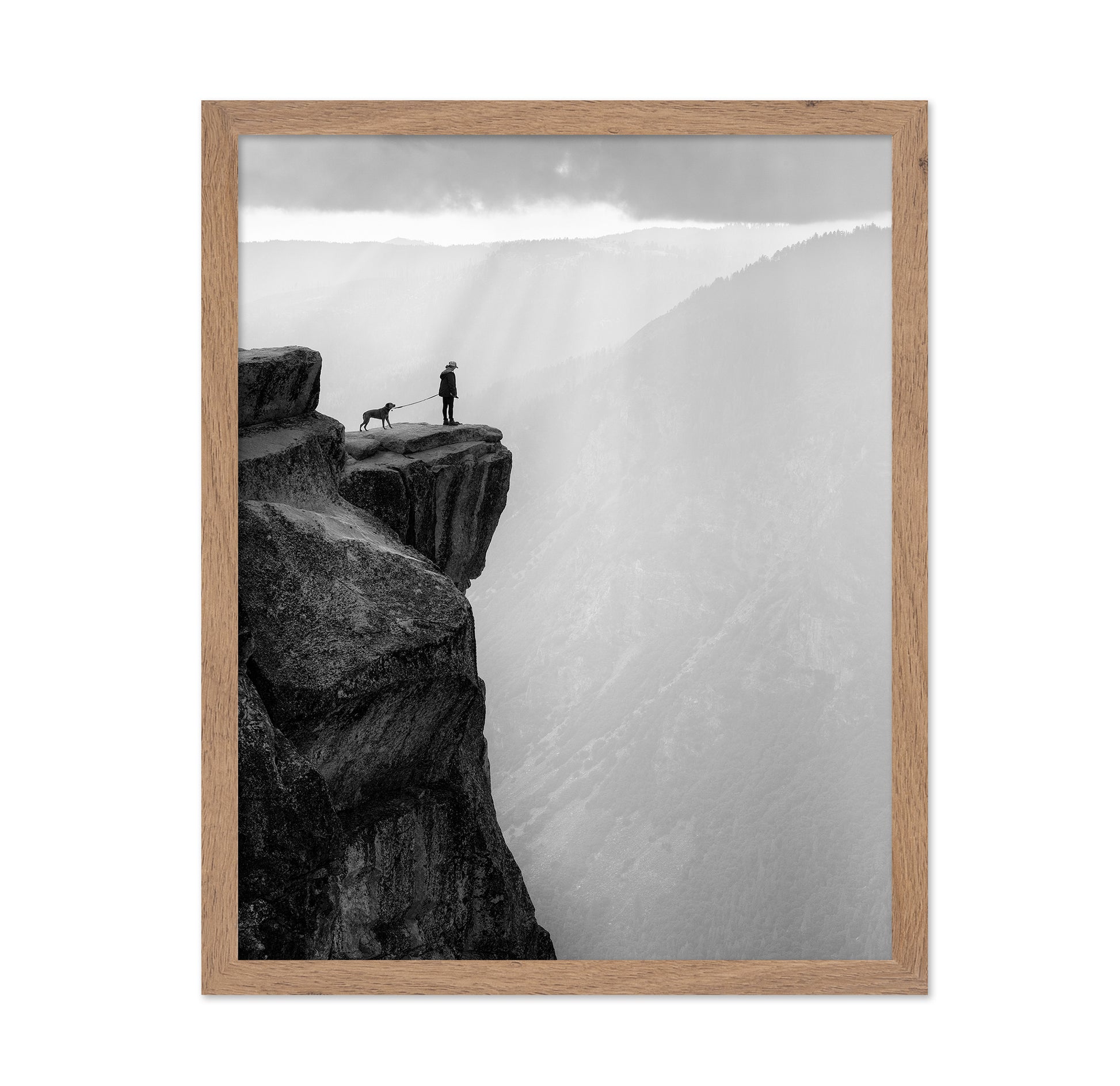 Woman And Dog On Cliff