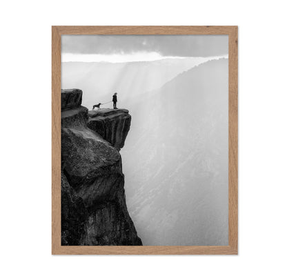 Woman And Dog On Cliff