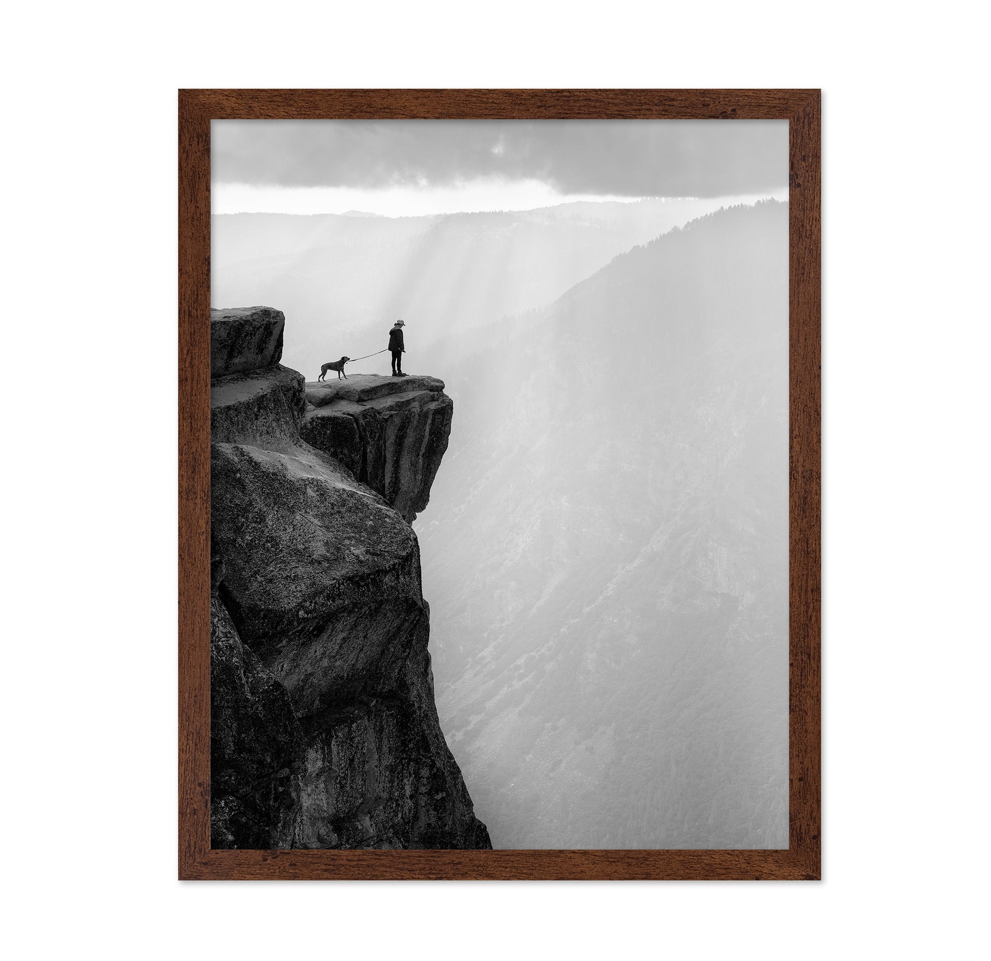 Woman And Dog On Cliff