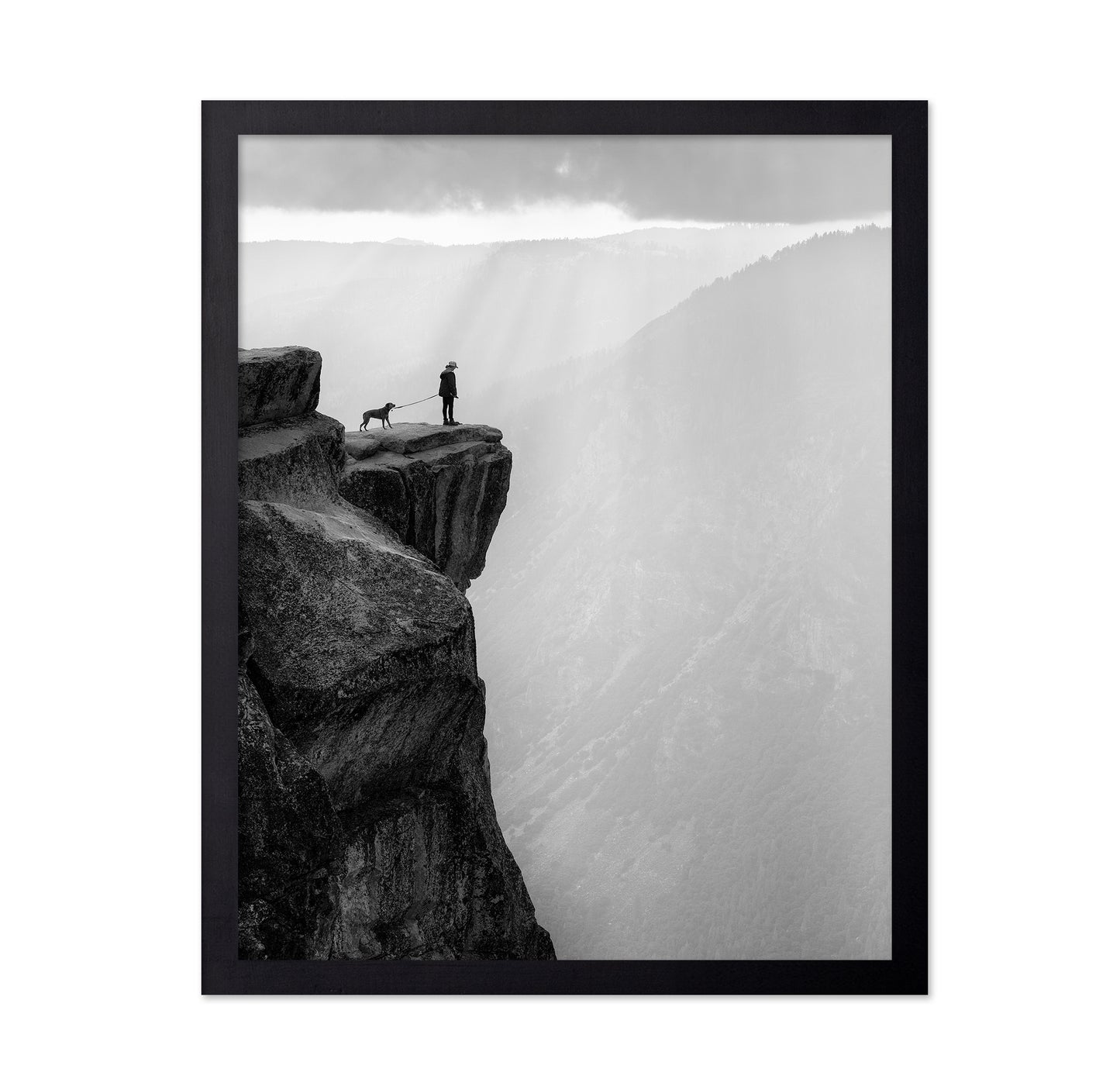 Woman And Dog On Cliff