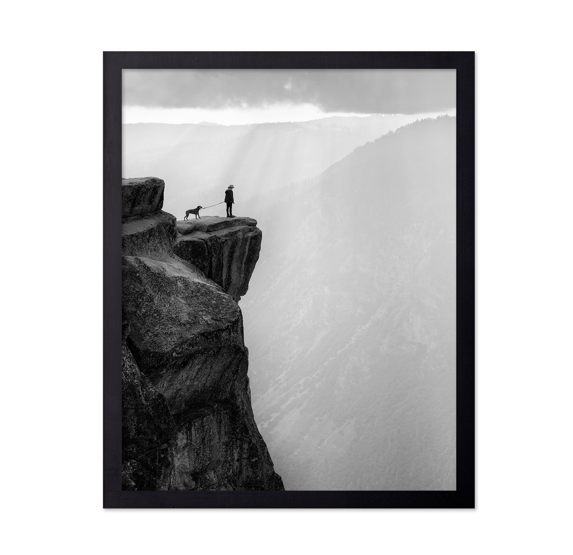 Woman And Dog On Cliff