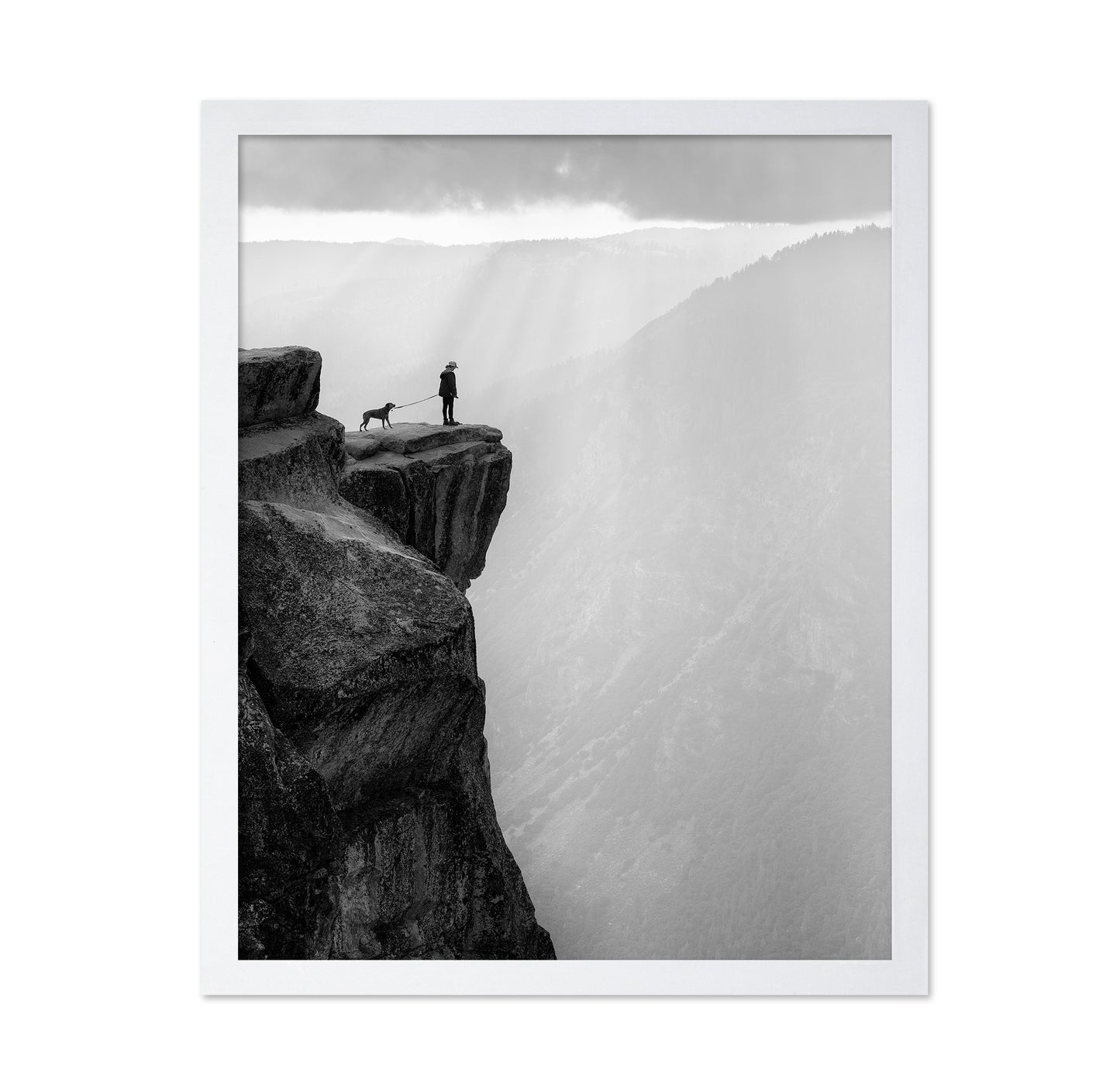 Woman And Dog On Cliff