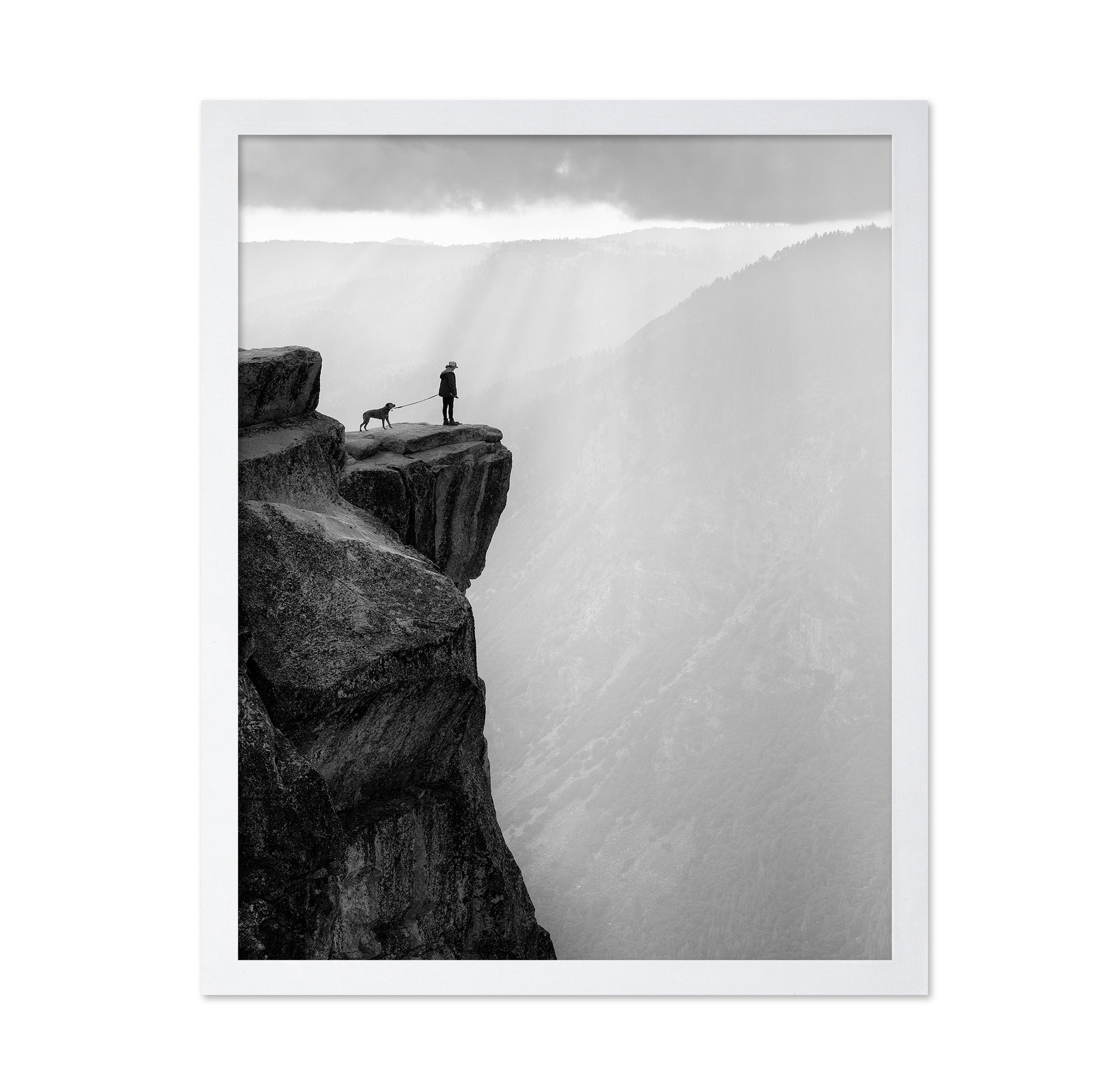Woman And Dog On Cliff