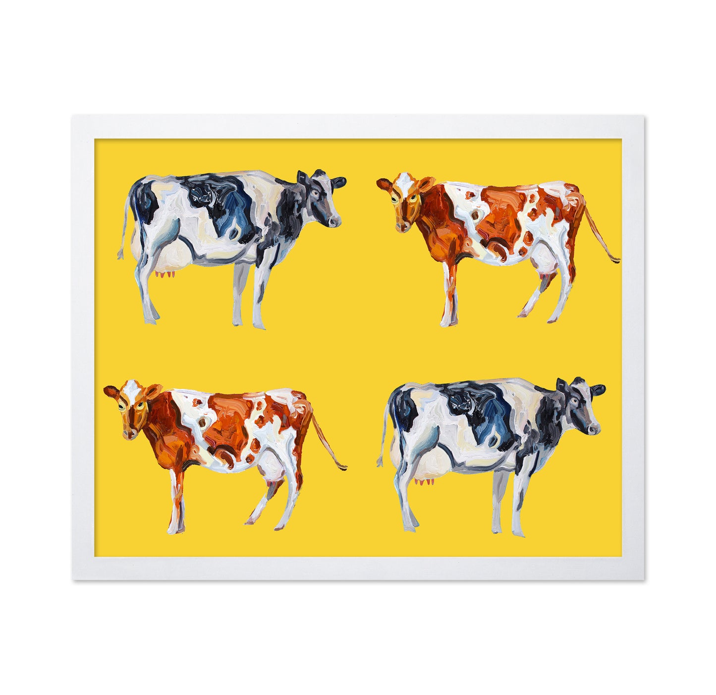 Cow Art On Yellow