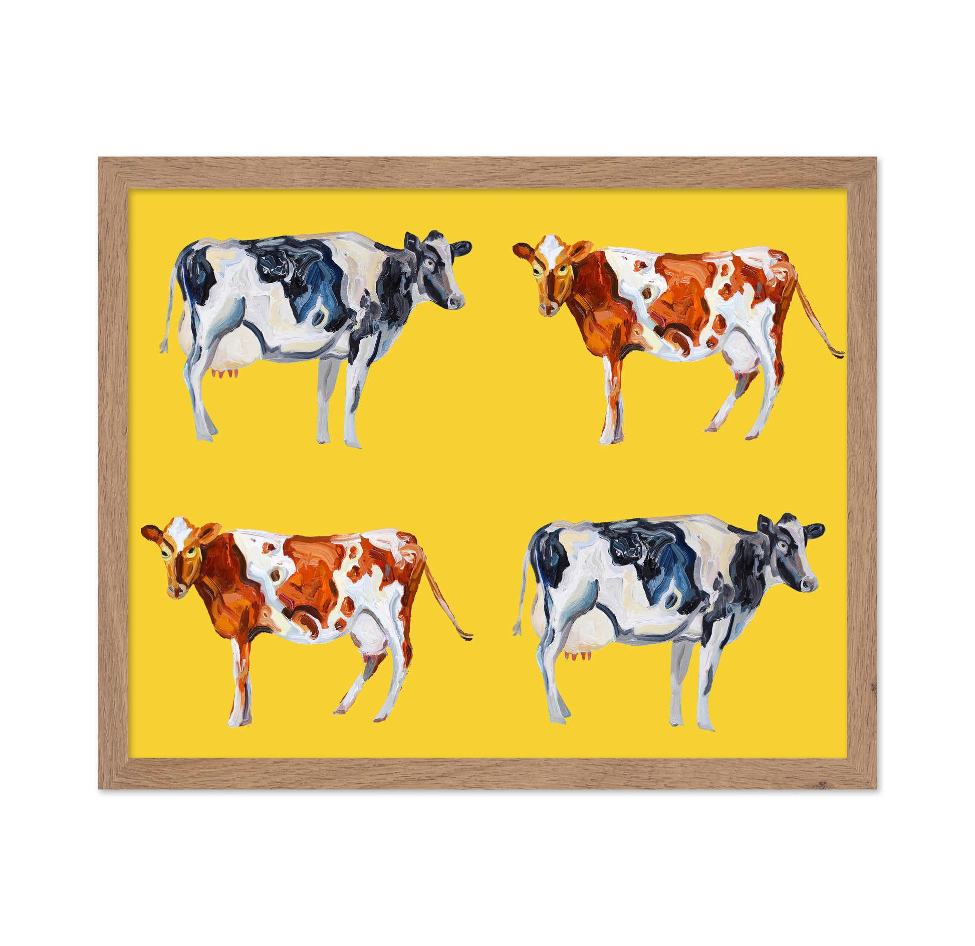 Cow Art On Yellow