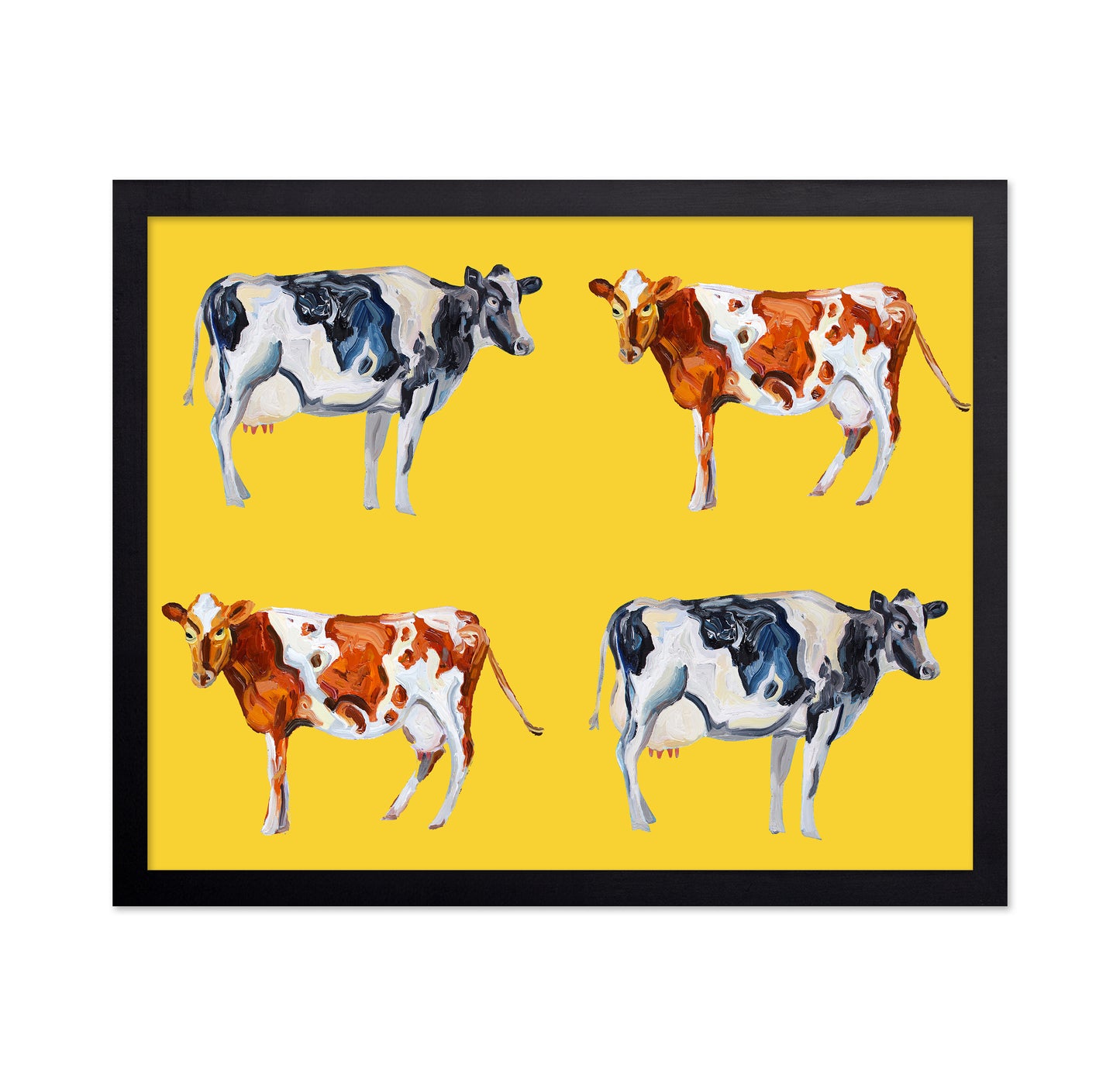 Cow Art On Yellow
