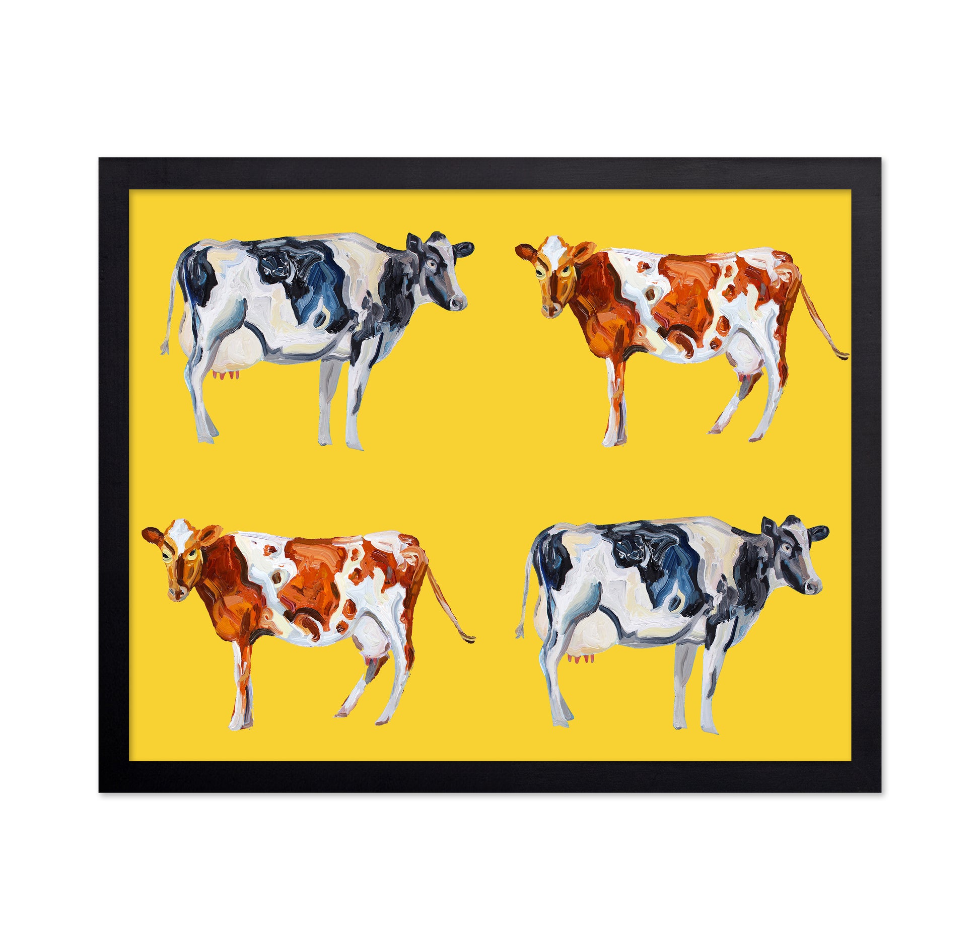 Cow Art On Yellow