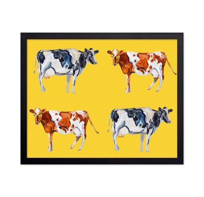 Cow Art On Yellow