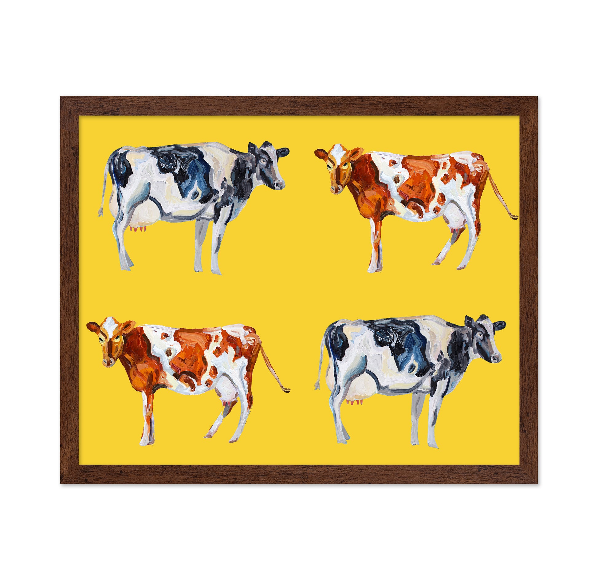 Cow Art On Yellow