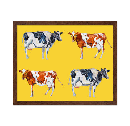 Cow Art On Yellow