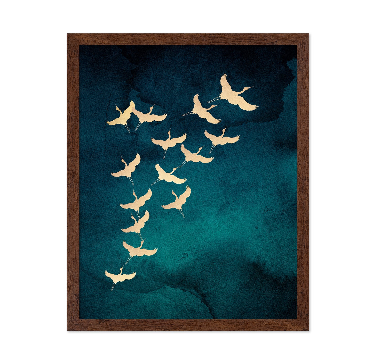 Teal Flying Cranes