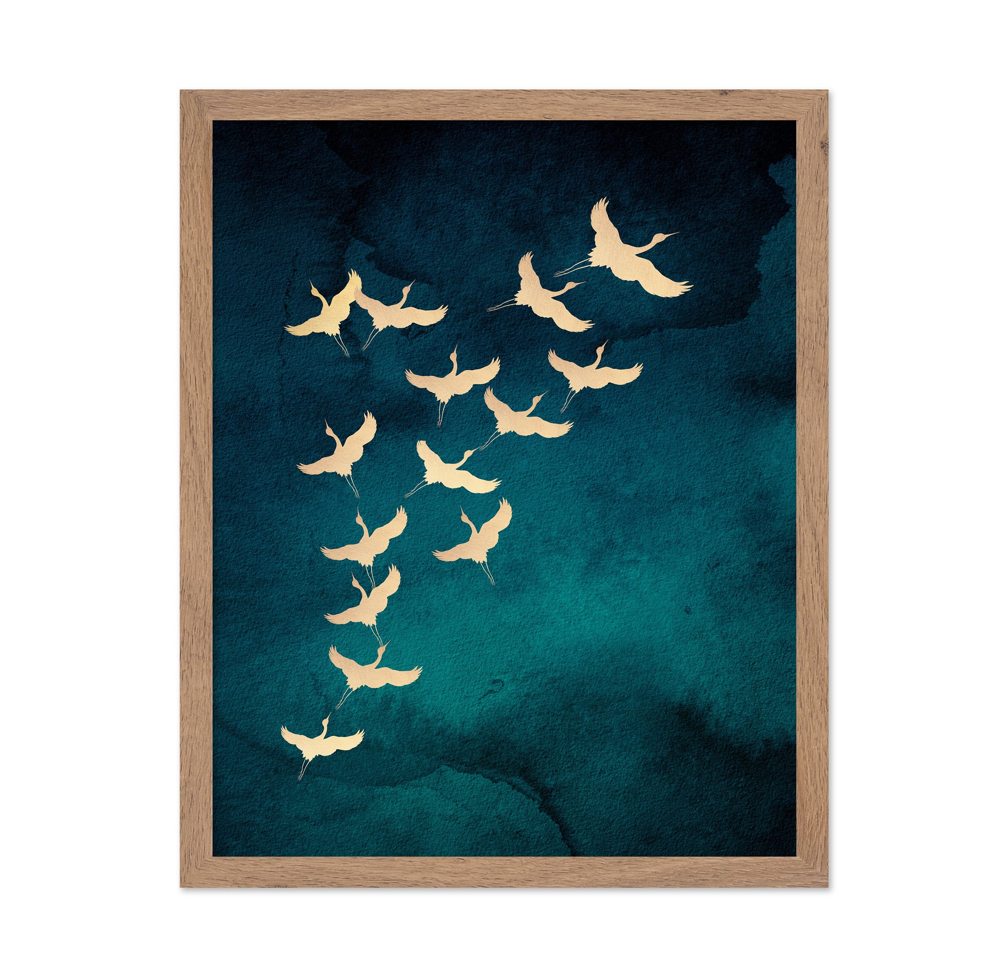 Teal Flying Cranes