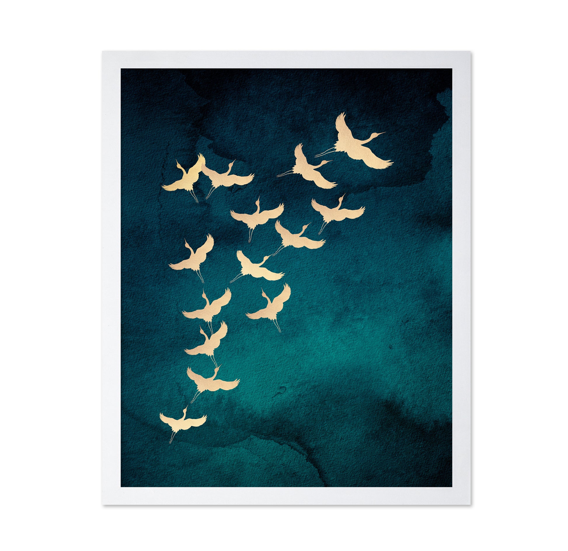 Teal Flying Cranes