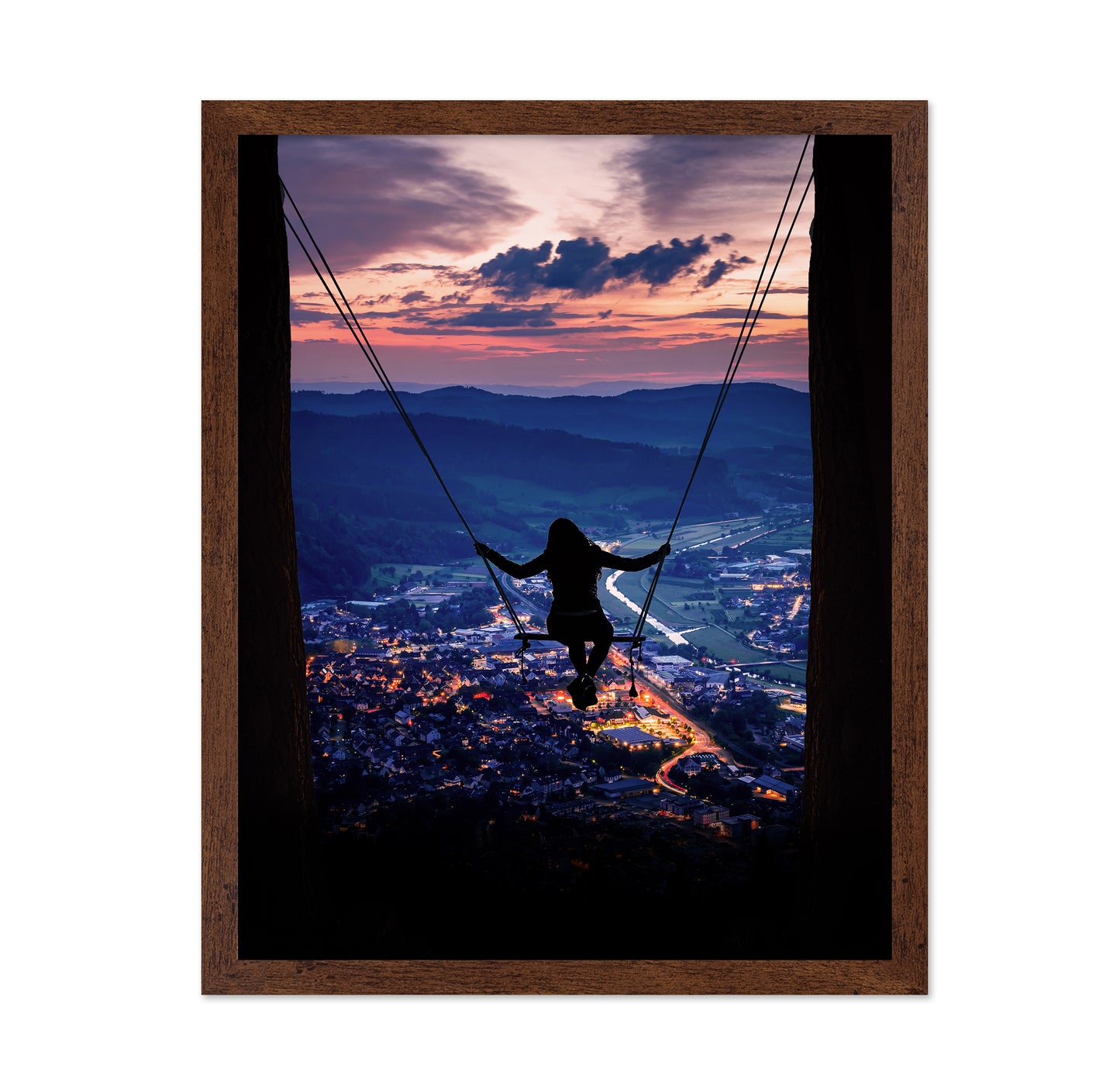 Silhouette Of A Woman On A Swing