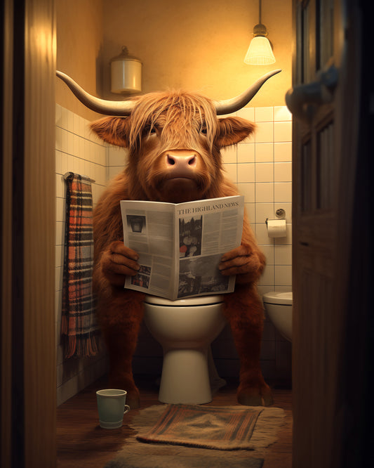 Highland Cow In the Toilet